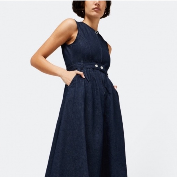 Zara Asymmetric denim midi dress LAST ONE - Picture 10 of 13
